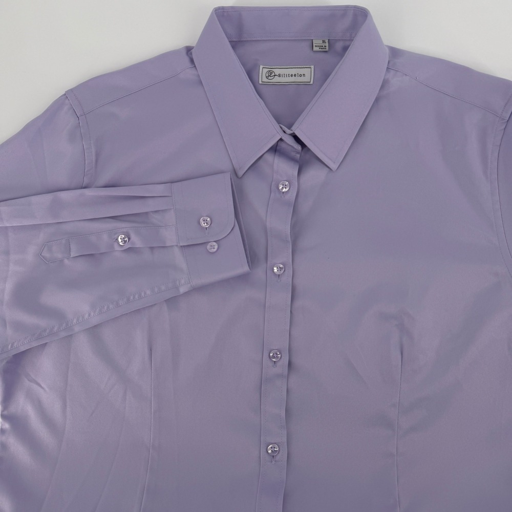 Siliteelon Mens XL Lavender Purple Long Sleeve Button Down Luxury Dress Shirt